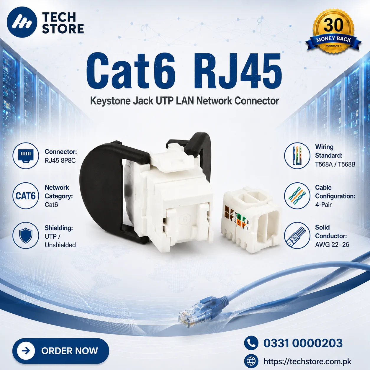 Cat6 RJ45 Keystone Jack