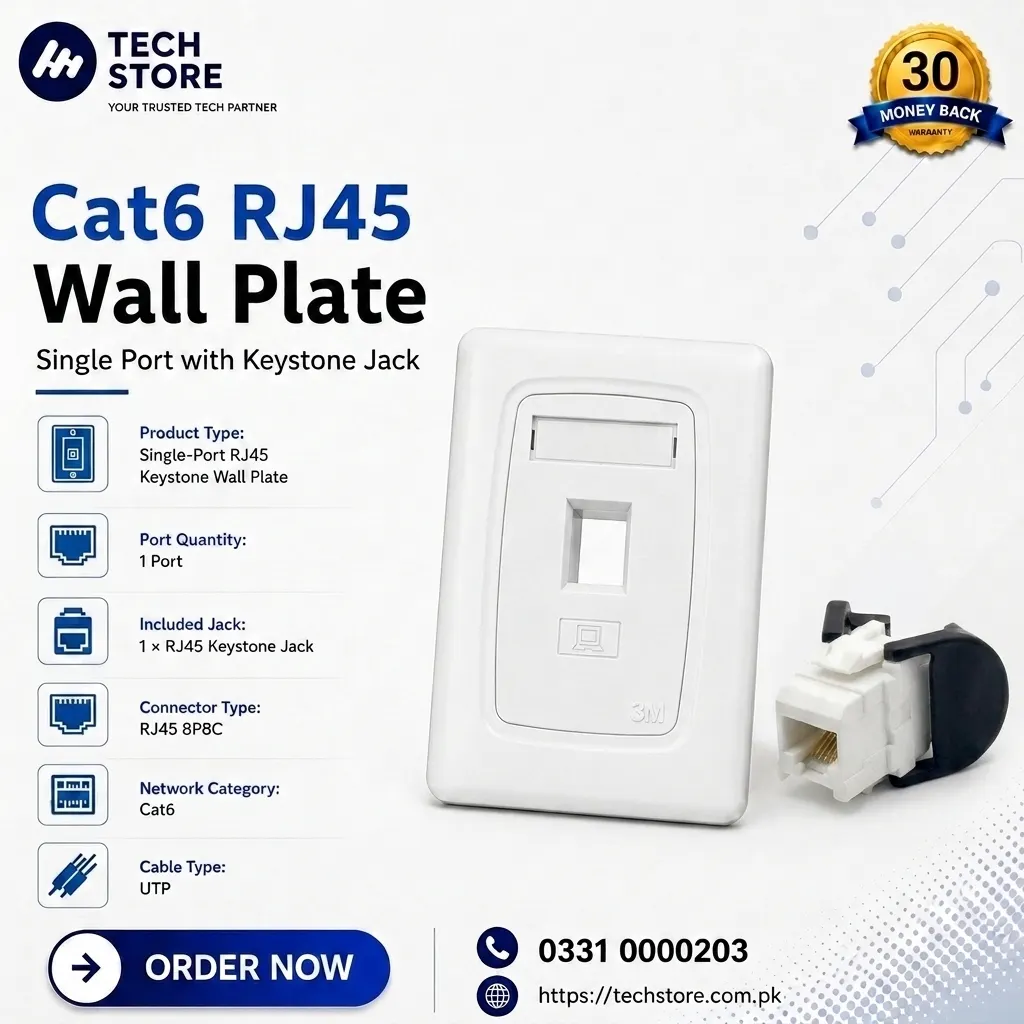 Cat6 RJ45 Wall Plate Single Port with Keystone Jack