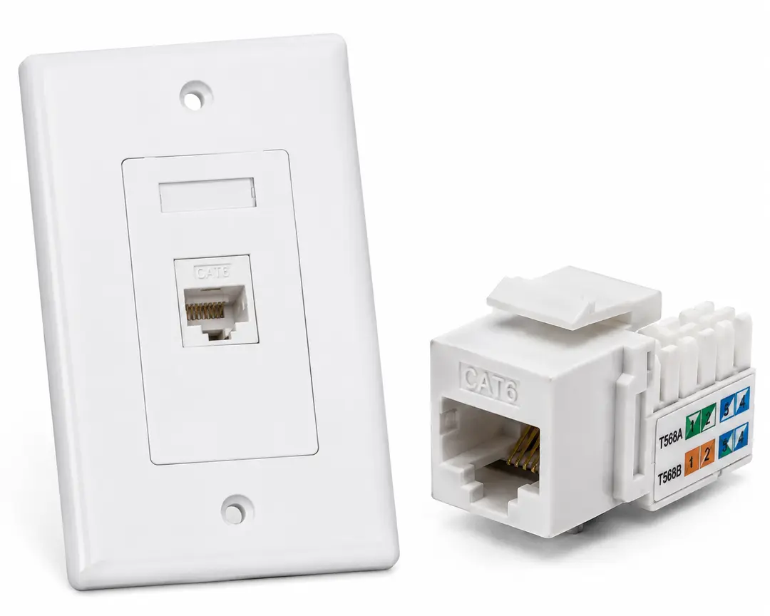 Cat6 RJ45 Wall Plate Single Port with Keystone Jack
