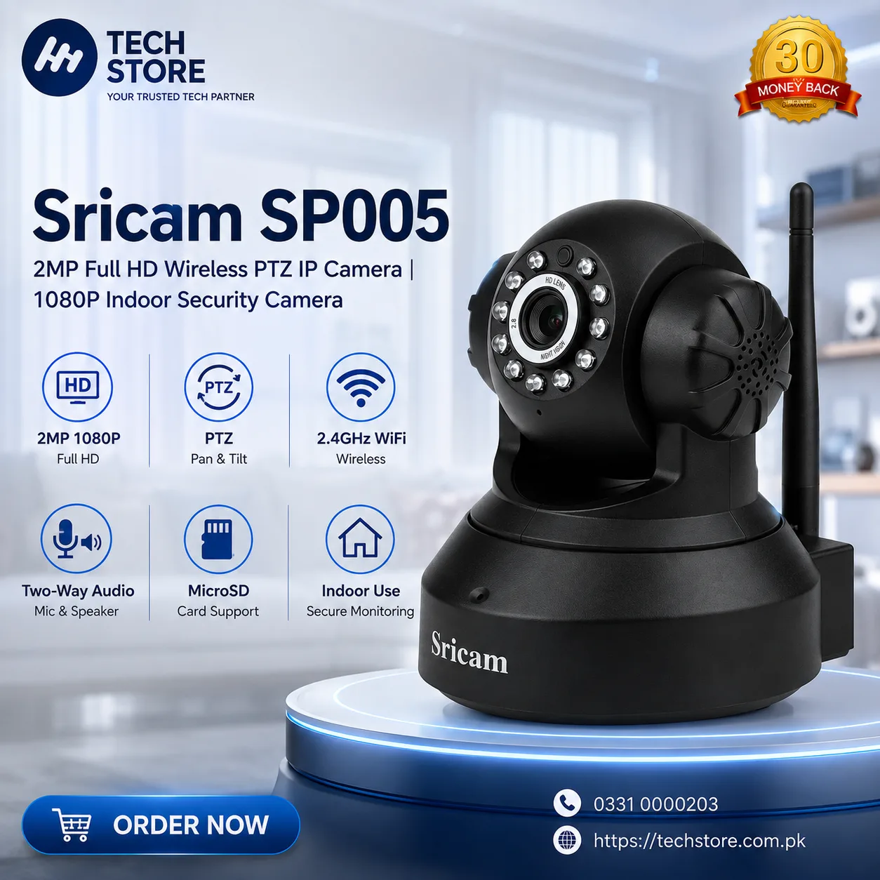 Sricam SP005 2MP Full HD Wireless PTZ IP Camera 1080P Indoor Security Camera