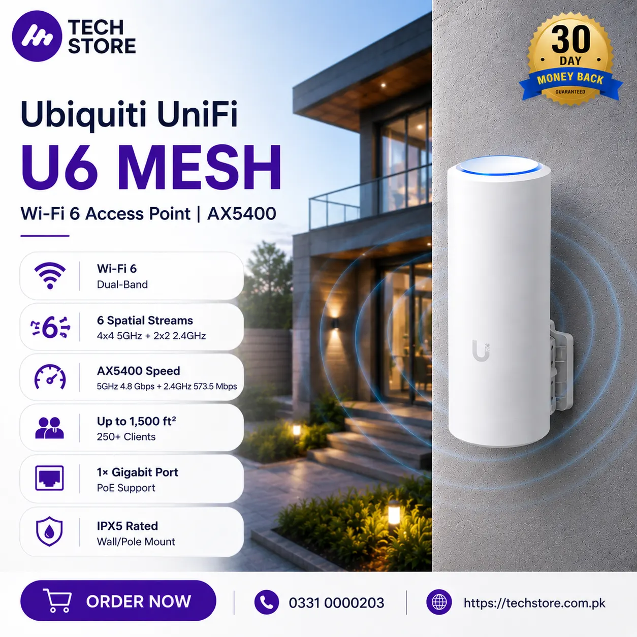 Ubiquiti UniFi U6 Mesh Wi-Fi 6 Access Point AX5400